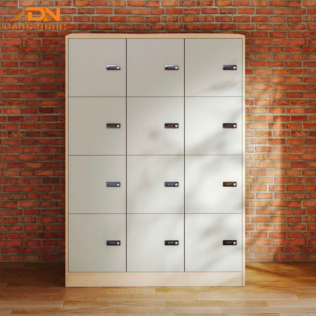 Mẫu tủ locker gỗ văn phòng hiện đại nhiều ngăn - Nội Thất Đặng Ngọc