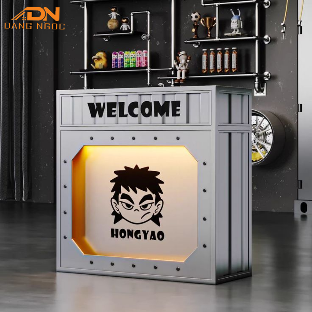 Quầy Thu Ngân Phong Cách Container Industrial Hộp Đèn LED Độc Đáo