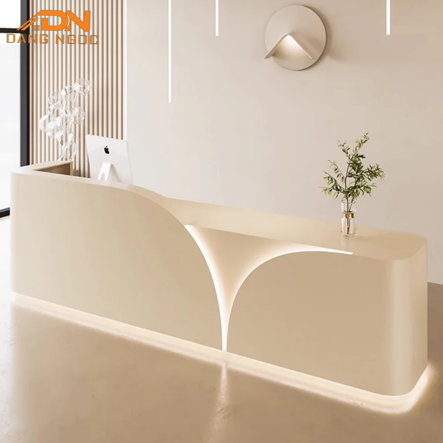 Quầy Lễ Tân Spa Bo Tròn Màu Kem Có Led Gầm Sang Trọng - Nội Thất Đặng Ngọc - Ảnh 3