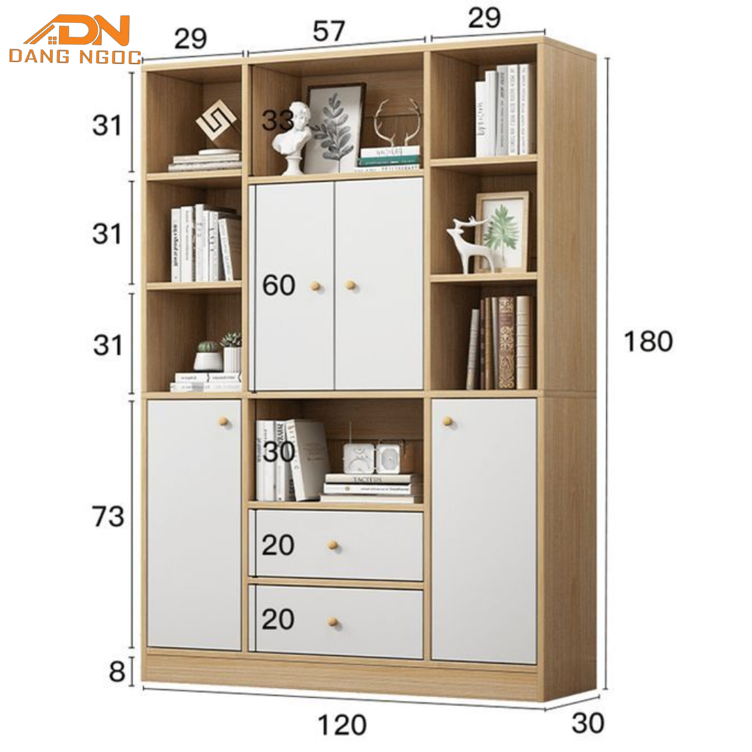 Kệ Sách Gỗ 1m2 Đa Năng Tích Hợp Tủ Và Ngăn Kéo