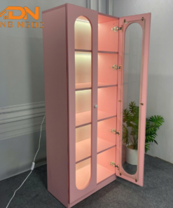 Tủ trưng bày sản phẩm spa salon tóc chất liệu gỗ MDF