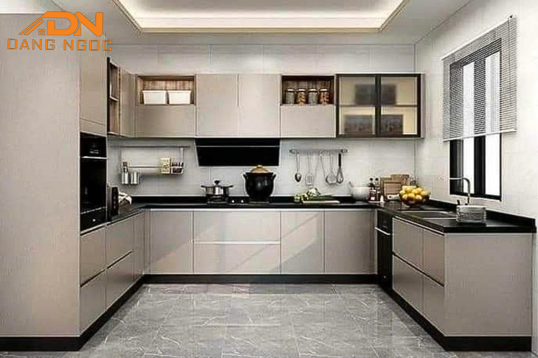 Thi công combo tủ bếp trọn gói gỗ MDF đẹp - Nội Thất Đặng Ngọc