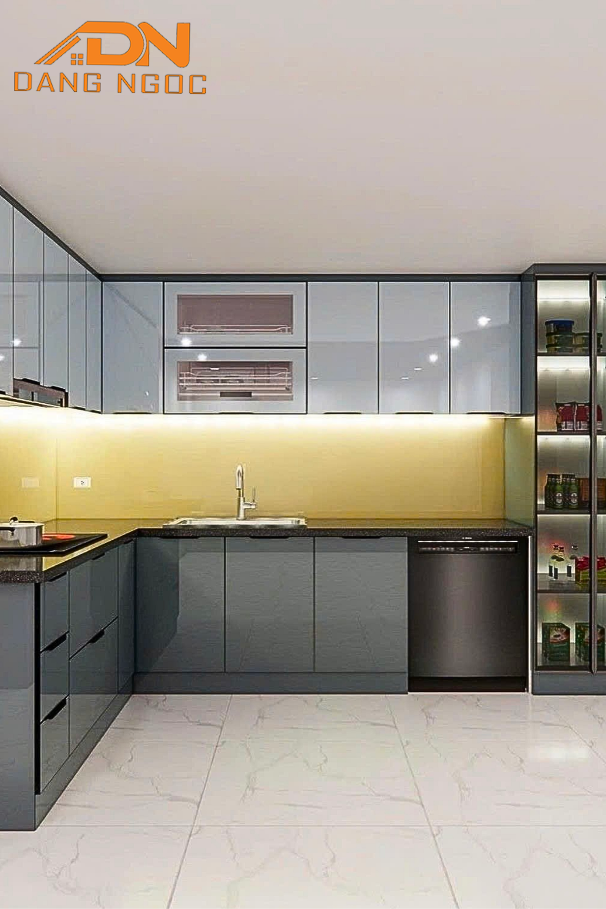 Thi công combo tủ bếp trọn gói gỗ MDF đẹp - Nội Thất Đặng Ngọc
