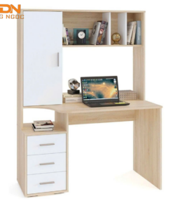 Mẫu bàn học sinh liền giá sách gỗ MDF đẹp hiện đại - Nội Thất Đặng Ngọc