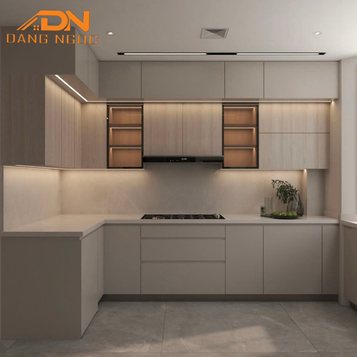 Thi công combo tủ bếp trọn gói gỗ MDF đẹp - Nội Thất Đặng Ngọc